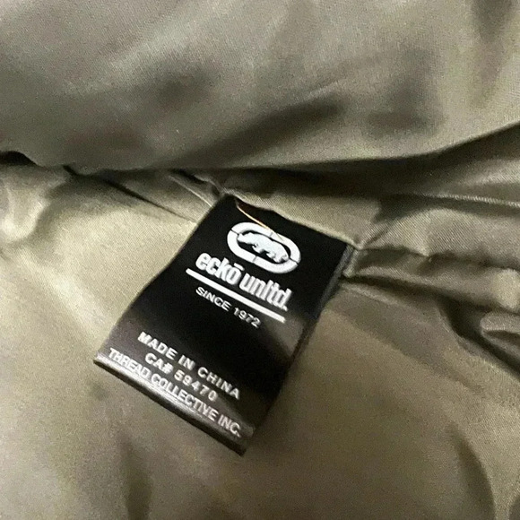 Ecko Unlimited Men's Olive Green and Gray Hooded Bomber Puffer Vest. NWT - Picture 7 of 11